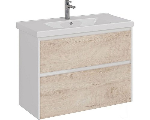 Тумба под раковину Lemark Combi 100 LM03C100T-dub подвесная Дуб кантри Белый глянец