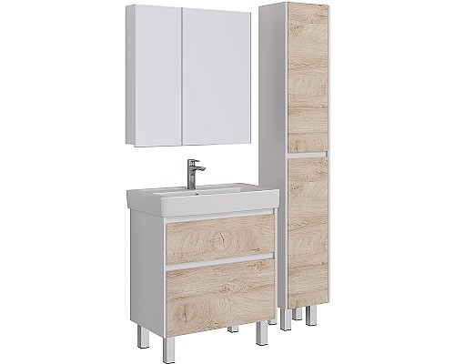 Тумба под раковину Lemark Combi 100 LM03C100T-dub подвесная Дуб кантри Белый глянец