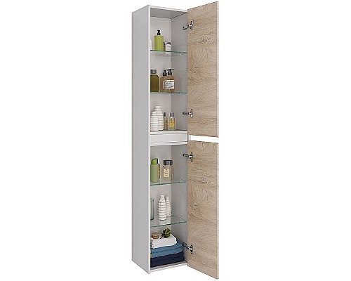 Шкаф пенал Lemark Combi 35 LM03C35P-dub подвесной Дуб кантри Белый глянец