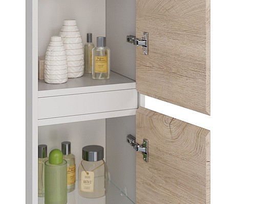 Шкаф пенал Lemark Combi 35 LM03C35P-dub подвесной Дуб кантри Белый глянец