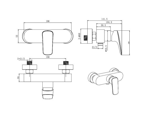 Смеситель для душа Aquatek Вега AQ1060CR Хром