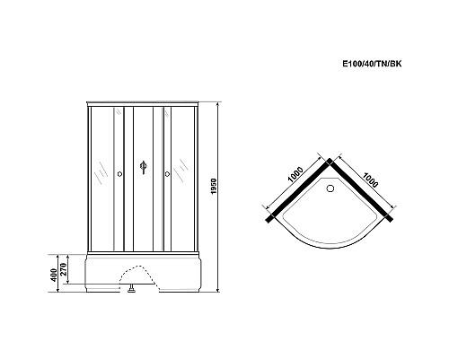 Душевая кабина Niagara Eco 100x100 E100/40/TN/BK без гидромассажа