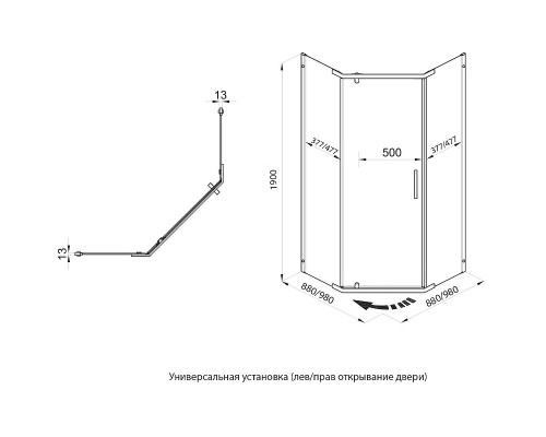 Душевой уголок Triton Дека-Хром 90х90 Щ0000053608 профиль Хром стекло прозрачное