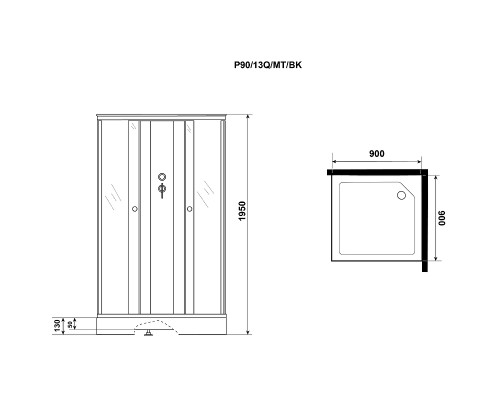 Душевая кабина Niagara Promo 90x90 P90/13Q/MT/BK без гидромассажа