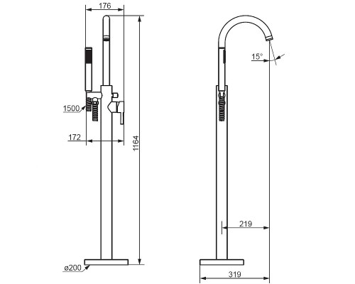 Смеситель для ванны Damixa Scandinavian Pure 365000300 Черный матовый