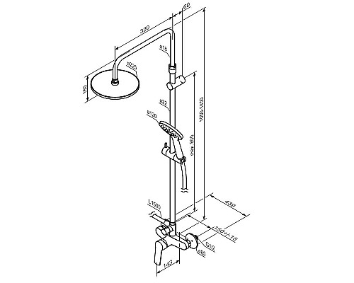 Душевая система Damixa Jupiter 977710300 Черная матовая