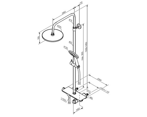 Душевая система Damixa Jupiter 977750300 с термостатом Черная матовая