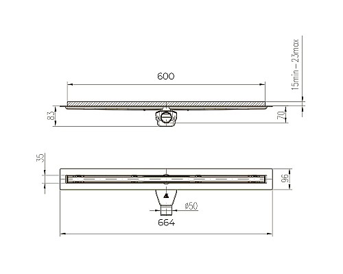 Душевой лоток Paini Slim Line 600 CH600SL с решеткой Хром глянец / под плитку
