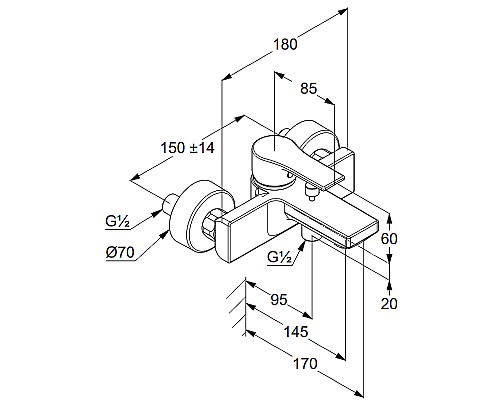Смеситель для ванны Kludi Zenta SL 486703965 Черный матовый