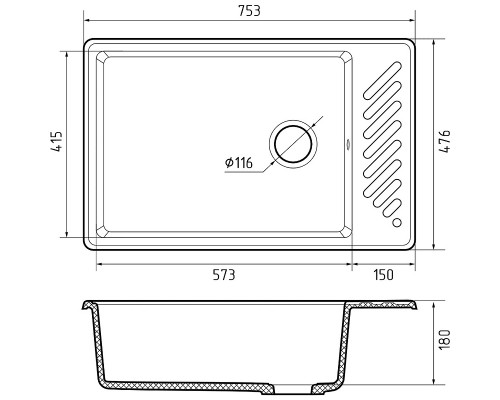 Кухонная мойка GranFest Quarz GF-ZL51 Белая