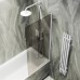 Шторка на ванну Maybah Glass 300x1400 в широком профиле Белый стекло бронзовое матовое