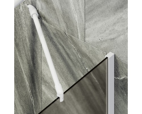 Шторка на ванну Maybah Glass 300x1400 в широком профиле Белый стекло бронзовое матовое