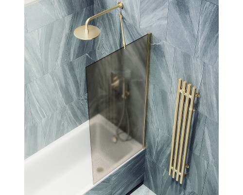 Шторка на ванну Maybah Glass MGV-76-3ш 800x1400 в широком профиле Золото стекло бронзовое матовое