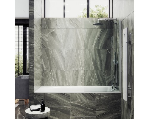 Шторка на ванну Maybah Glass MGV-64-1ш 800x1400 в широком профиле Белый стекло прозрачное