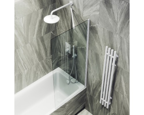 Шторка на ванну Maybah Glass MGV-64-1ш 800x1400 в широком профиле Белый стекло прозрачное