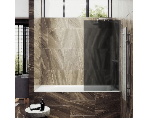 Шторка на ванну Maybah Glass MGV-89-5ш 900x1400 в широком профиле Хром матовый стекло графитовое матовое