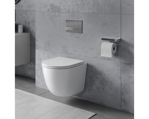 Комплект унитаза с инсталляцией Lemark Glazer с сиденьем Микролифт и клавишей смыва Хром глянцевый