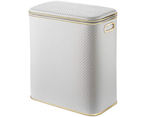 Корзина для белья Geralis PWG-M Punto Белая, кант Золото, малая