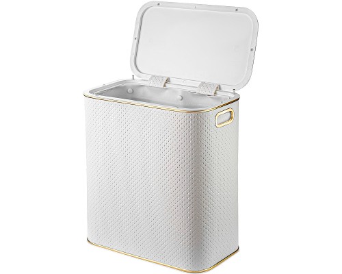 Корзина для белья Geralis PWG-M Punto Белая, кант Золото, малая