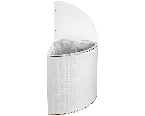 Корзина для белья Geralis PWG-U Punto Белая, кант Золото, угловая