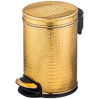 Ведро для мусора Geralis V-KGG-M​ Croco Золото, кант Золото, 3 л