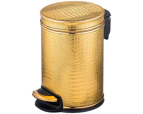 Ведро для мусора Geralis V-KGG-M​ Croco Золото, кант Золото, 3 л