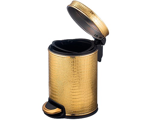 Ведро для мусора Geralis V-KGG-M​ Croco Золото, кант Золото, 3 л
