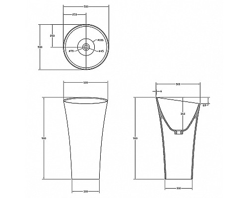 Раковина Abber Stein 50 AS2509 Белая матовая