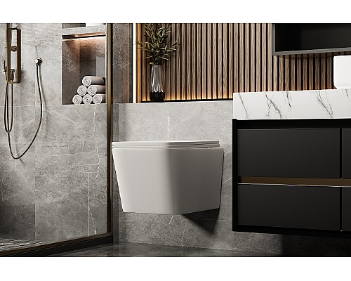 Унитаз Abber Rechteck AC1201MW подвесной Белый матовый с сиденьем Микролифт