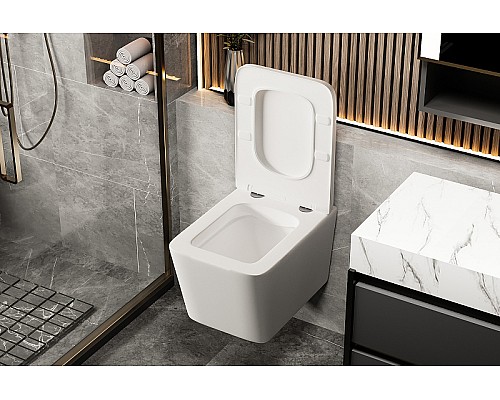 Унитаз Abber Rechteck AC1201MW подвесной Белый матовый с сиденьем Микролифт