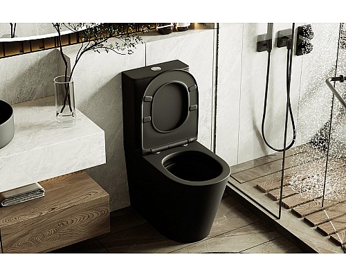 Унитаз компакт Abber Bequem AC1112TMB Черный матовый с бачком и сиденьем Микролифт