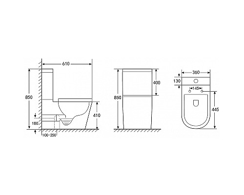 Унитаз компакт Abber Bequem AC1112TMB Черный матовый с бачком и сиденьем Микролифт