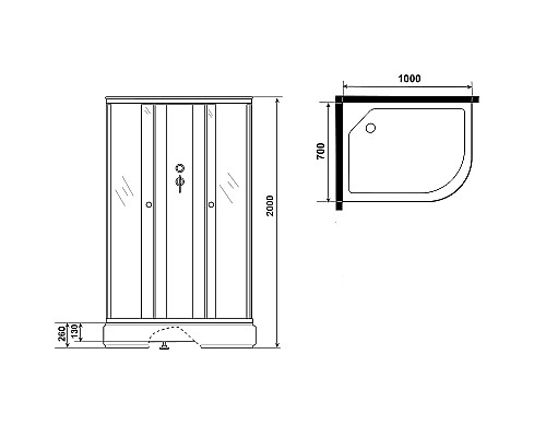 Душевая кабина Niagara Promo 100x70 L P100/70/26L/MT/BK без гидромассажа