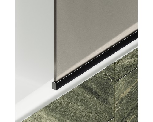 Шторка на ванну Maybah Glass MGV-148-6у 640x1400 в узком профиле Черный стекло бронзовое матовое