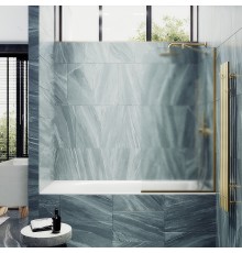 Шторка на ванну Maybah Glass 640x1400 в узком профиле Золото стекло сатиновое