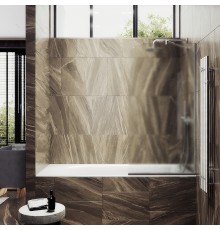 Шторка на ванну Maybah Glass 640x1400 в узком профиле Хром матовый стекло сатиновое