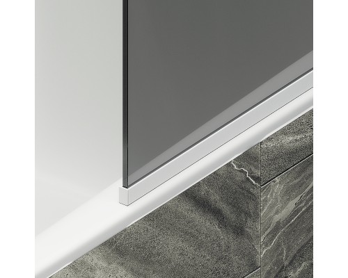 Шторка на ванну Maybah Glass MGV-80-1у 600x1400 в узком профиле Белый стекло графитовое