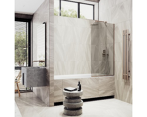 Шторка на ванну Maybah Glass MGV-250-2у 300x1400 в узком профиле Бронза стекло бронзовое