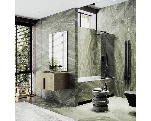 Шторка на ванну Maybah Glass MGV-81-6у 700x1400 в узком профиле Черный стекло графитовое