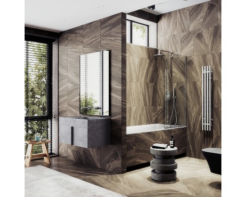 Шторка на ванну Maybah Glass MGV-64-5у 800x1400 в узком профиле Хром матовый стекло прозрачное