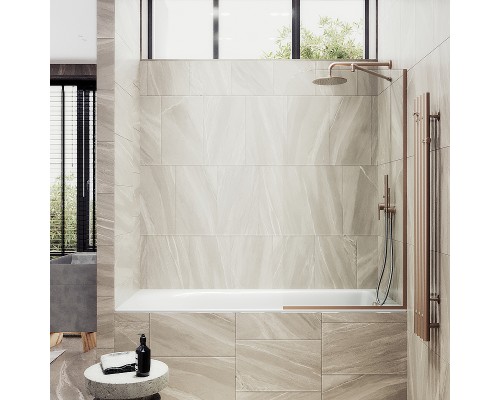 Шторка на ванну Maybah Glass MGV-62-2у 400x1400 в узком профиле Бронза стекло прозрачное