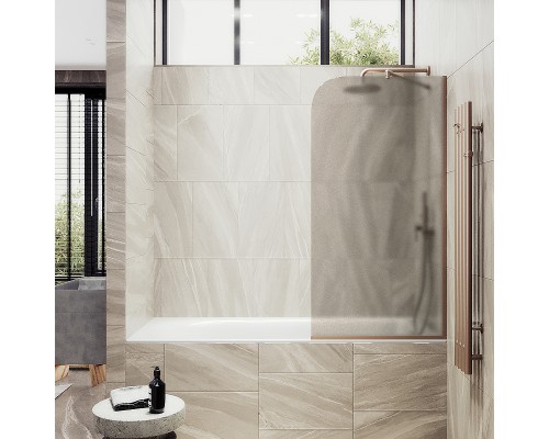 Шторка на ванну Maybah Glass MGV-73-2у 500x1400 в узком профиле Бронза стекло бронзовое матовое