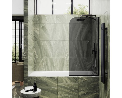Шторка на ванну Maybah Glass MGV-83-6у 900x1400 в узком профиле Черный стекло графитовое