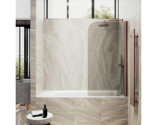 Шторка на ванну Maybah Glass MGV-602-2 400x1400 поворотная на монопетле Бронза стекло бронзовое матовое