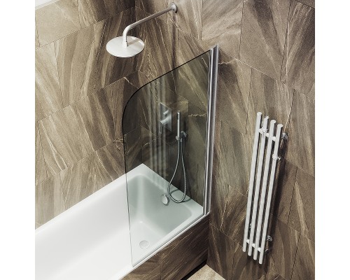 Шторка на ванну Maybah Glass MGV-597-5 500x1400 поворотная на монопетле Хром матовый стекло прозрачное