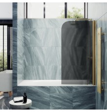Шторка на ванну Maybah Glass 500x1400 поворотная на монопетле Золото стекло графитовое матовое