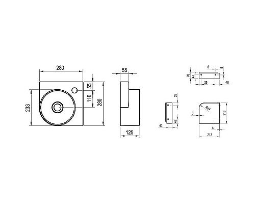 Раковина Ravak Yard 28 C XJX0D228000 угловая Черная матовая