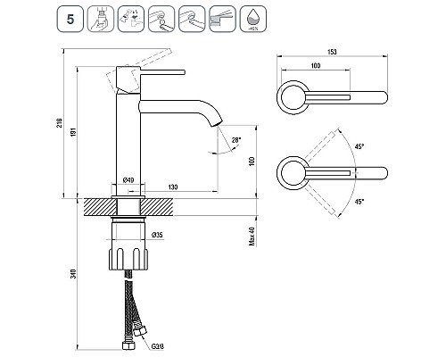 Смеситель для раковины Ravak Espirit ES 012.10WV X070236 Белый вельвет