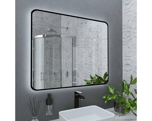 Зеркало Grossman Elegans-норма Black 100 17100802 с подсветкой Черное с сенсорным выключателем и подогревом