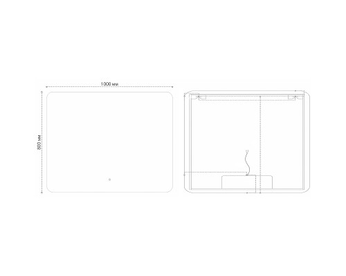 Зеркало Grossman Elegans-норма Black 100 17100802 с подсветкой Черное с сенсорным выключателем и подогревом